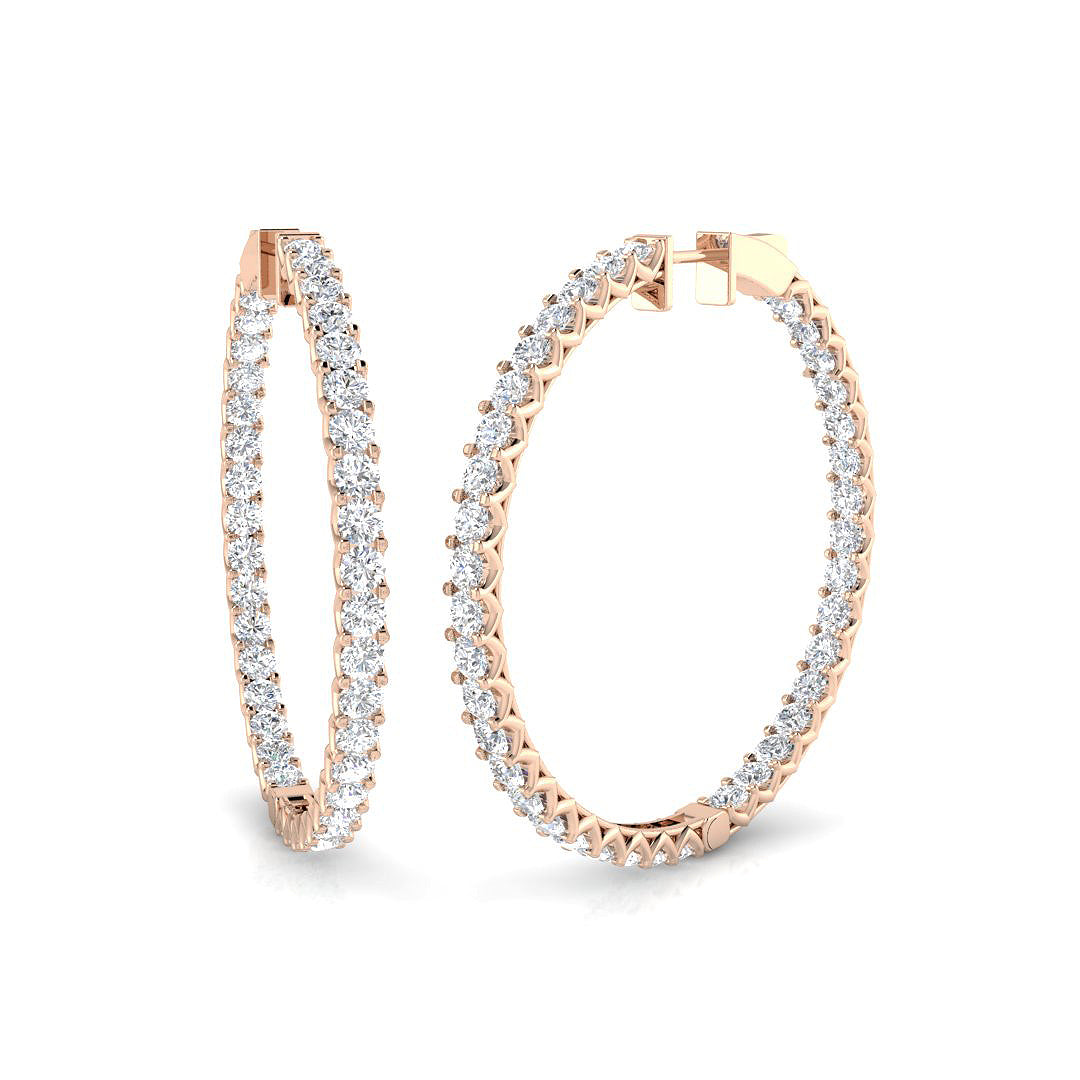 Erfpy Luxury Gold Hoop Earrings with 6.5-7.5ct Diamonds
