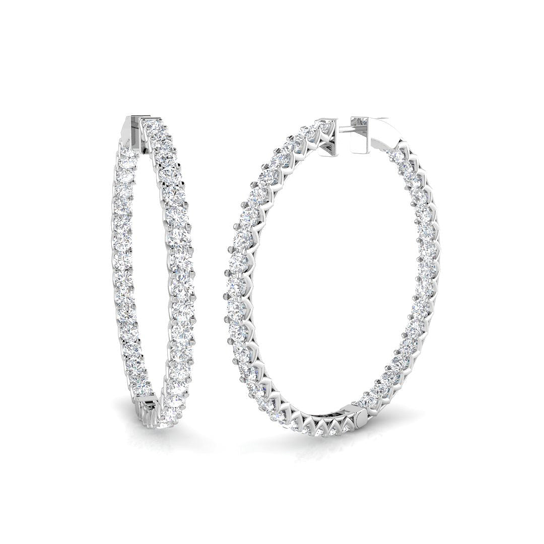Erfpy Luxury Gold Hoop Earrings with 6.5-7.5ct Diamonds