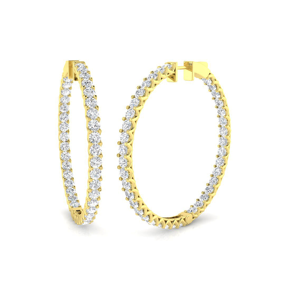 Erfpy Luxury Gold Hoop Earrings with 6.5-7.5ct Diamonds