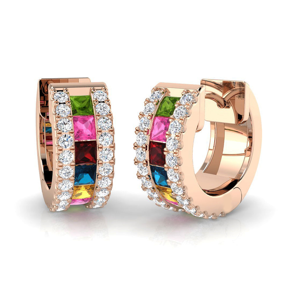 Hoop Earrings - Epsoy Luxury 1.25ct Multi-Gemstone Gold