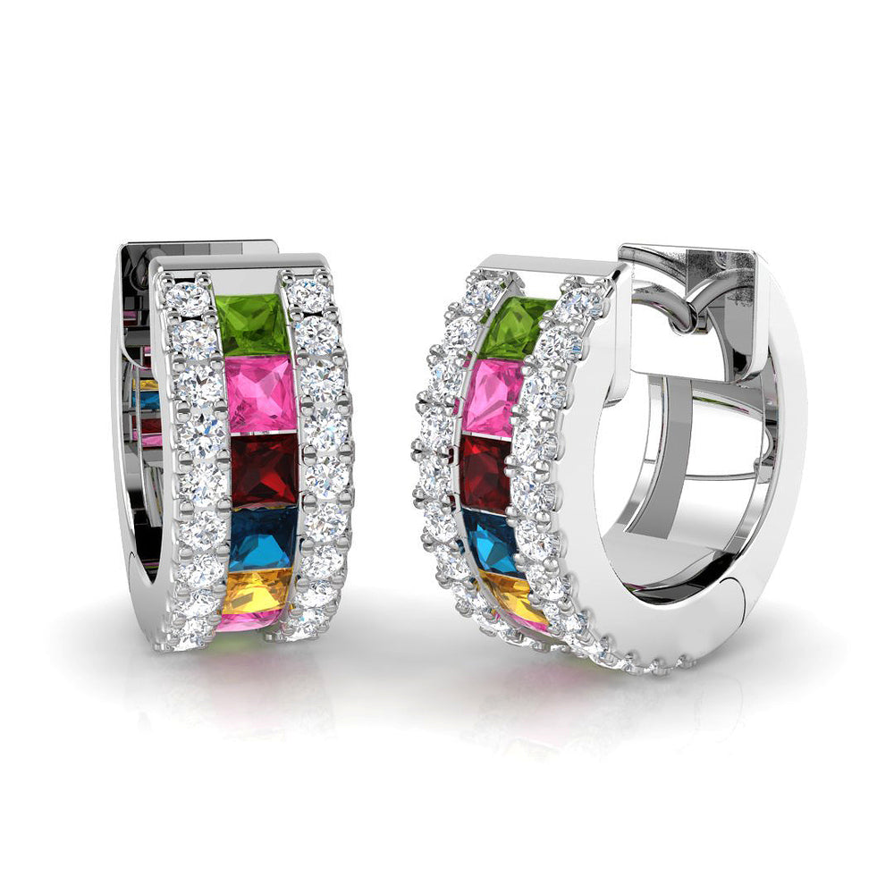 Hoop Earrings - Epsoy Luxury 1.25ct Multi-Gemstone Gold