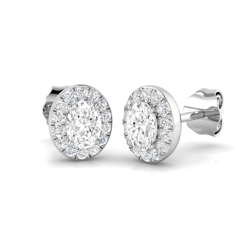 0.52ct Natural Diamond Oval Cut Stud Earrings in 18K White Gold
