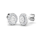 Halo Stud Earrings - 0.50 Carat Dotty Oval Solitaire