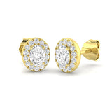 Halo Stud Earrings - 0.50 Carat Dotty Oval Solitaire