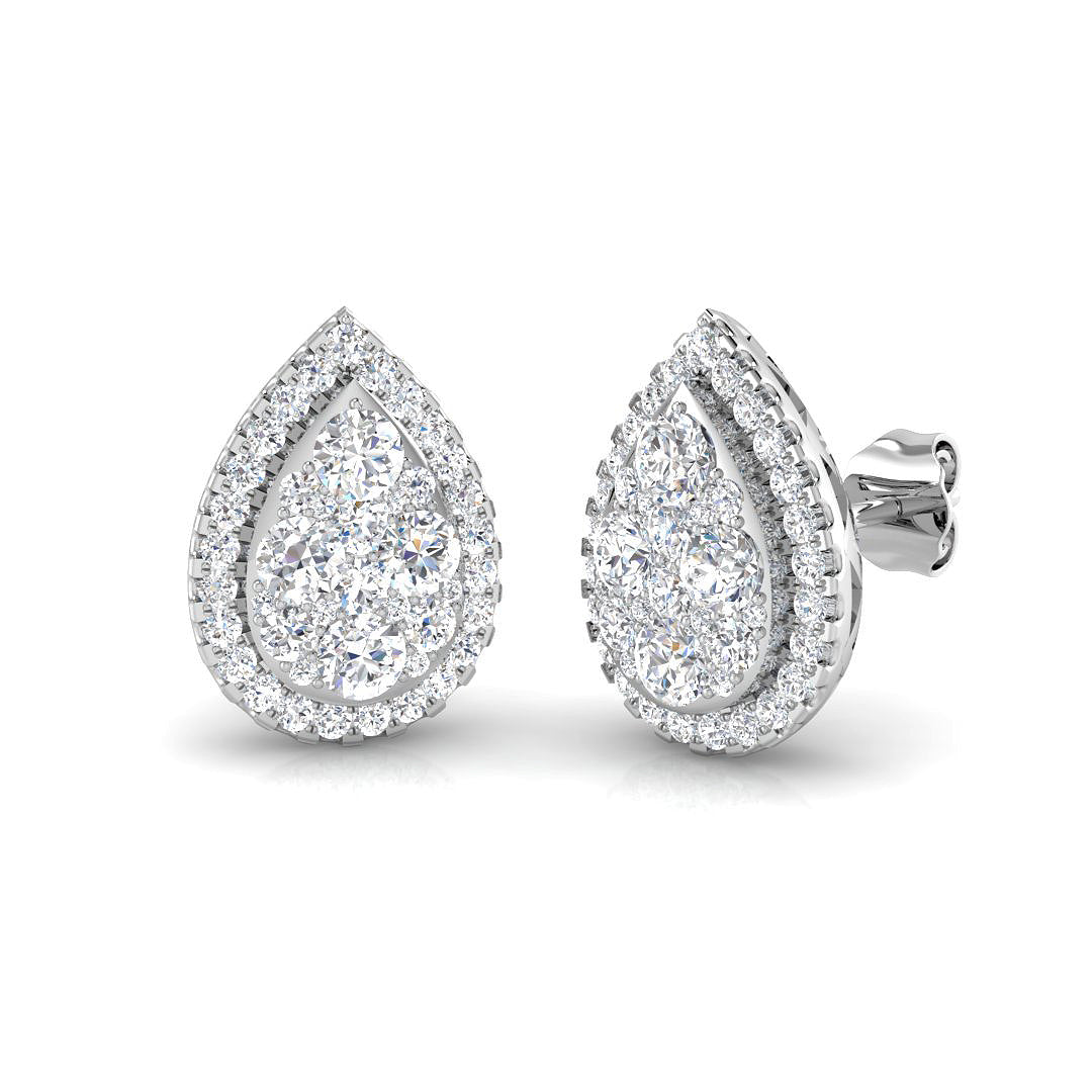1.3 Carat D-E/VS Lab Grown Diamond Cluster Earring 9k White Gold Ready To Ship