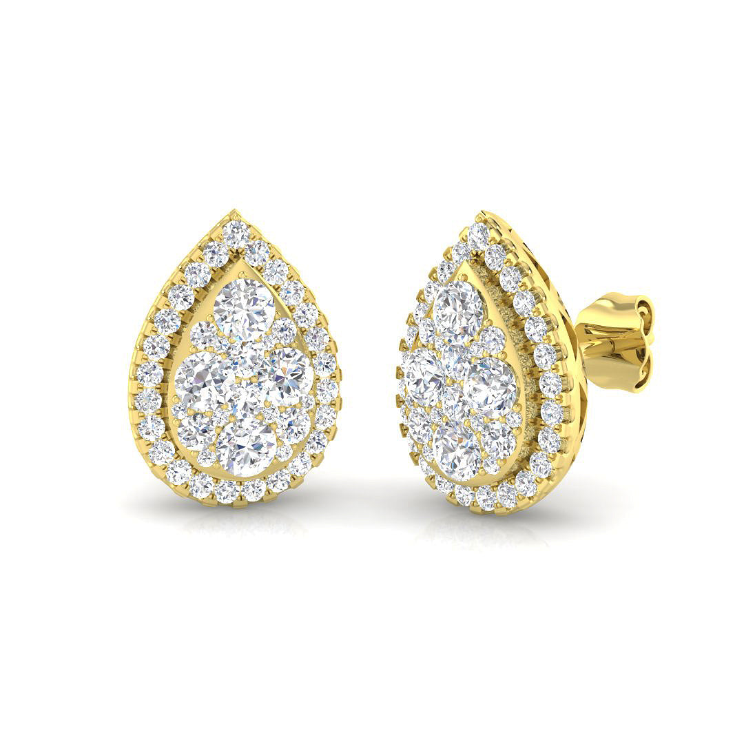 1.22ct Lab Diamond Round Cut Stud Earrings in 9K Yellow Gold
