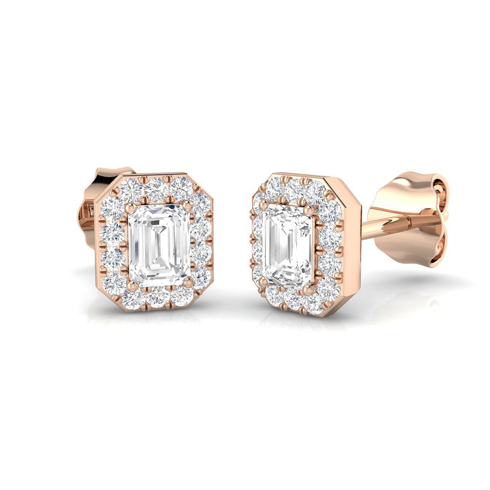 Halo Stud Earrings - 0.50 Carat Gigi Emerald Art Deco
