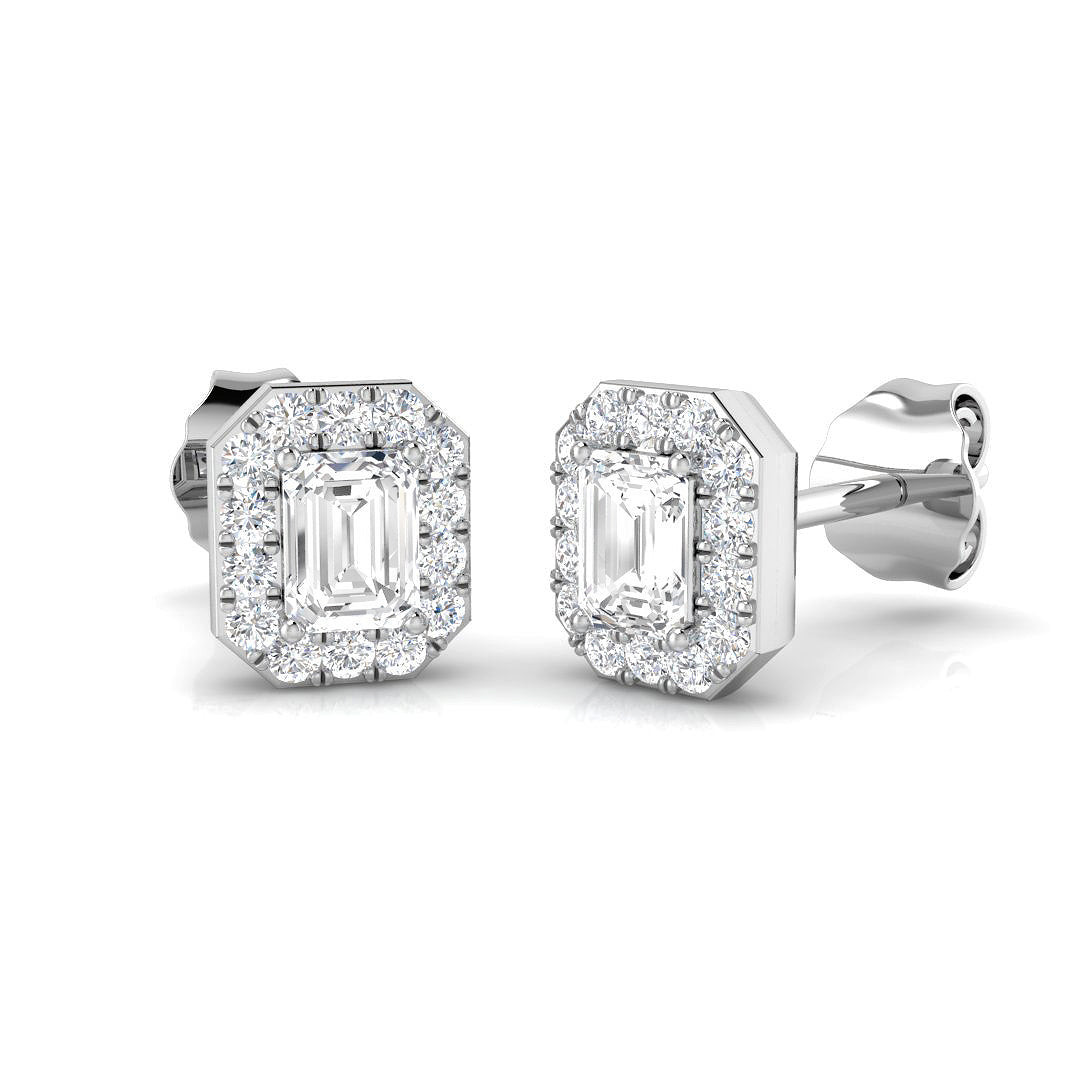 Halo Stud Earrings - 0.50 Carat Gigi Emerald Art Deco