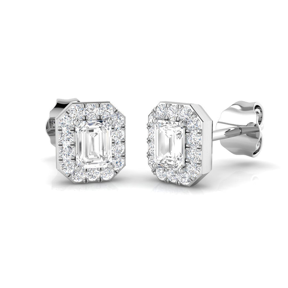 Halo Stud Earrings - 0.50 Carat Gigi Emerald Art Deco
