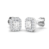 Halo Stud Earrings - 0.50 Carat Gigi Emerald Art Deco