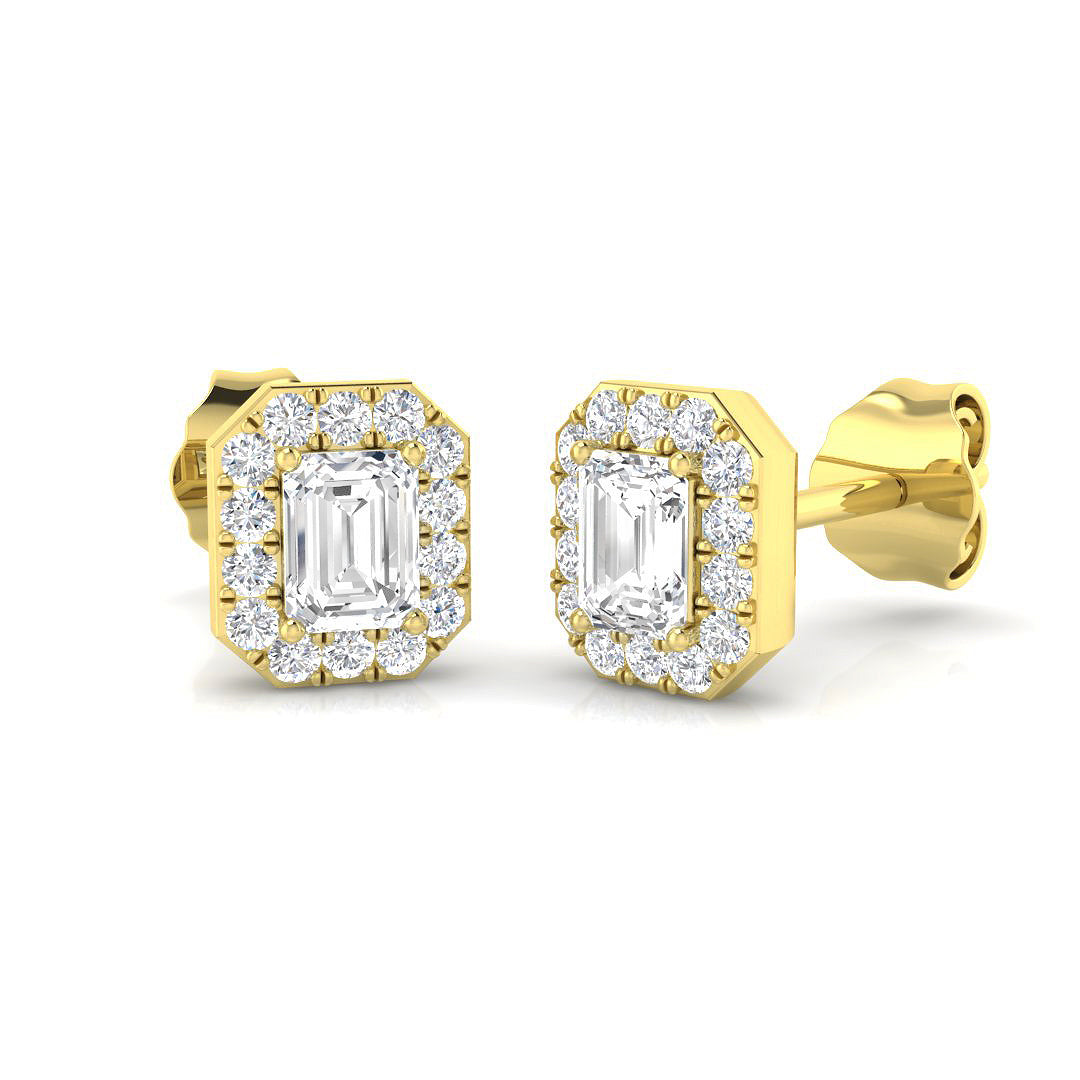 Halo Stud Earrings - 0.50 Carat Gigi Emerald Art Deco