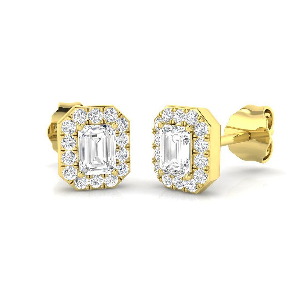 Halo Stud Earrings - 0.50 Carat Gigi Emerald Art Deco