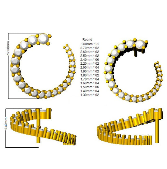 1.5 Carat D-E/VS Lab Grown Diamond Hoops Earring 9k Yellow Gold Ready To Ship