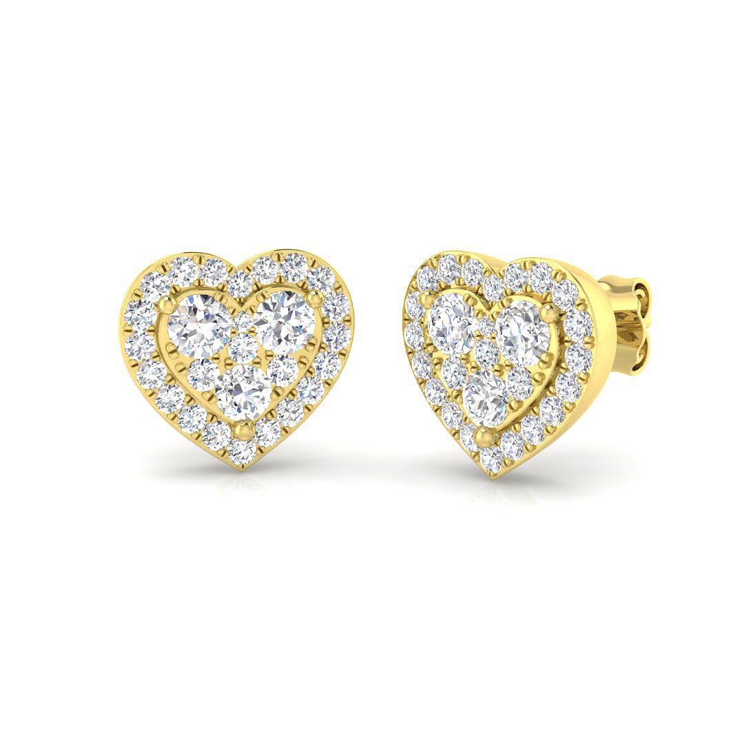1.15ct Natural Diamond Round Cut Stud Earrings in 9K Yellow Gold