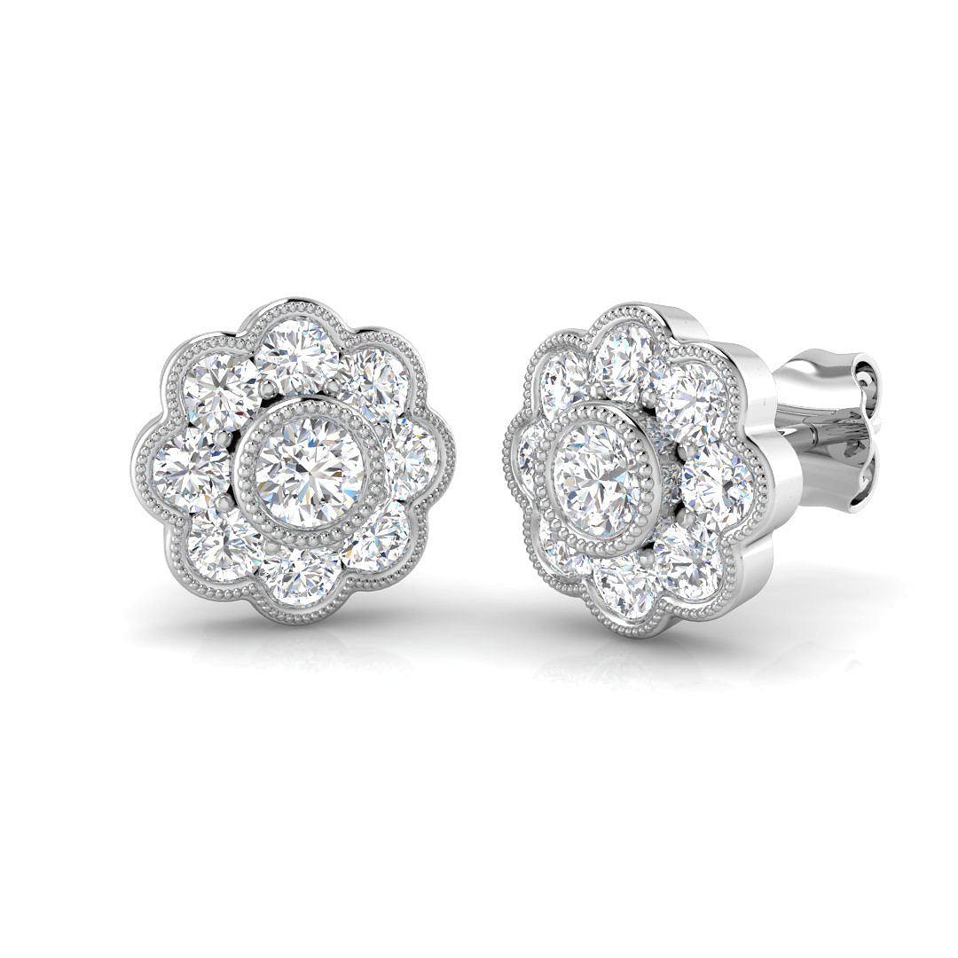 9ct White Gold 1.01ct Lab Grown Diamond Vintage Earrings