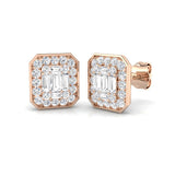 Stud Earrings with Octagon Diamond Cluster | 0.5ct Gold