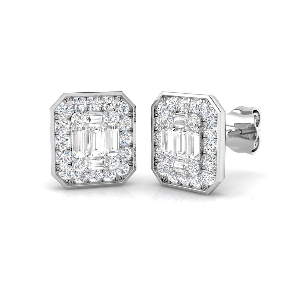 Stud Earrings with Octagon Diamond Cluster | 0.5ct Gold
