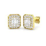 Stud Earrings with Octagon Diamond Cluster | 0.5ct Gold