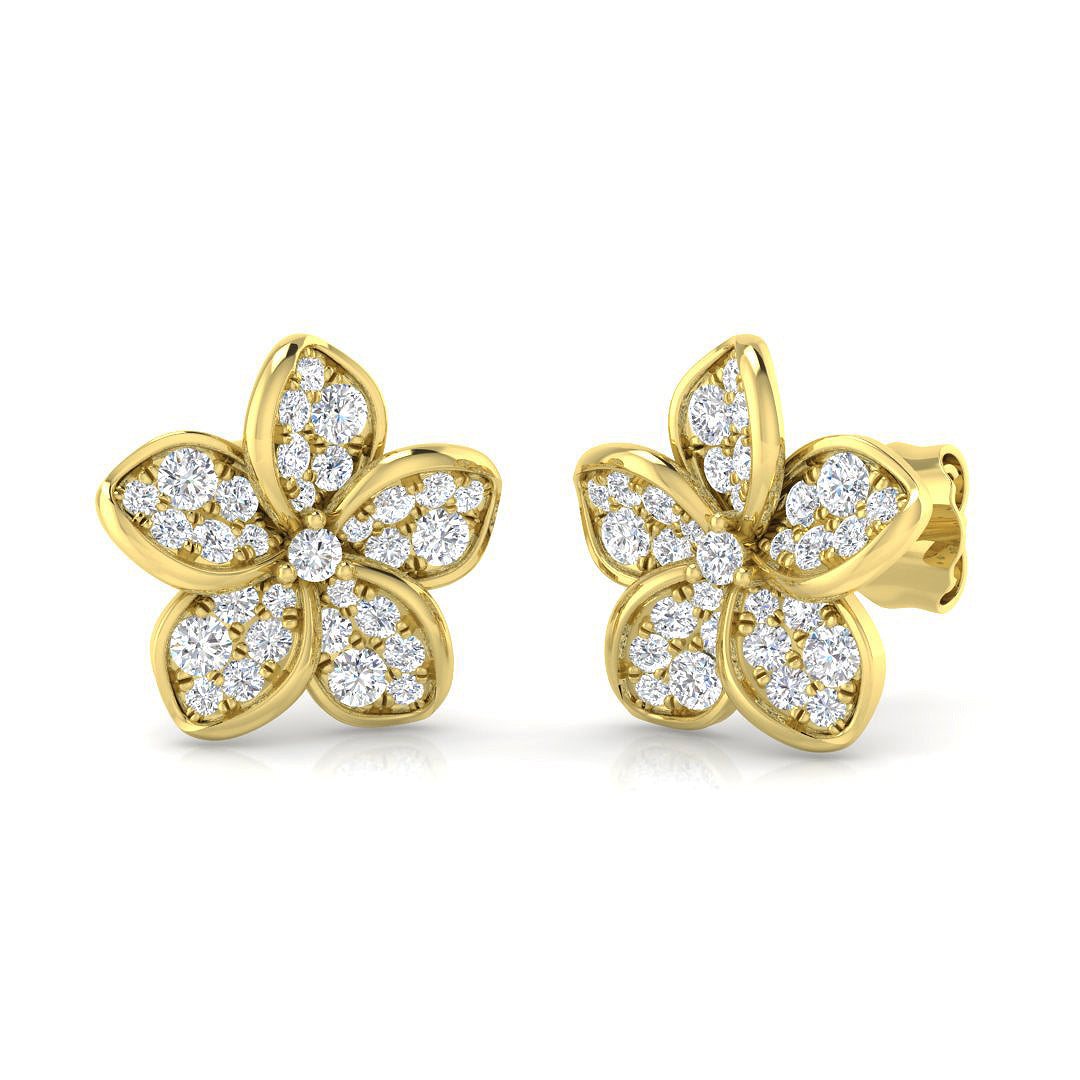 Beautiful 0.50Ct Diamond Flower Stud Earrings in White Gold