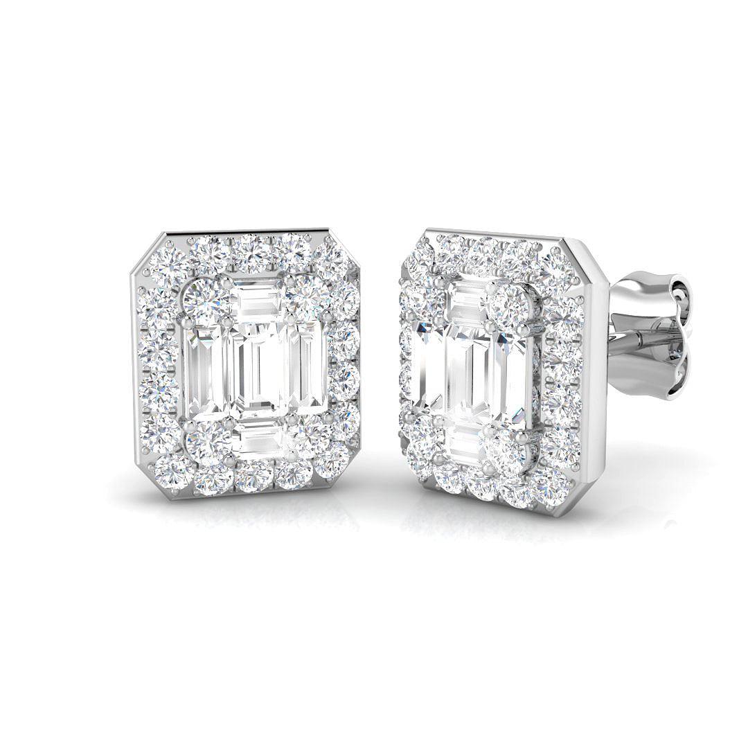 0.87ct Natural Diamond Round Cut Stud Earrings in 9K White Gold