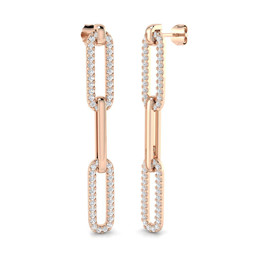 Birch Gold Drop & Trilogy Diamond Earrings - 1ct Luxury Style