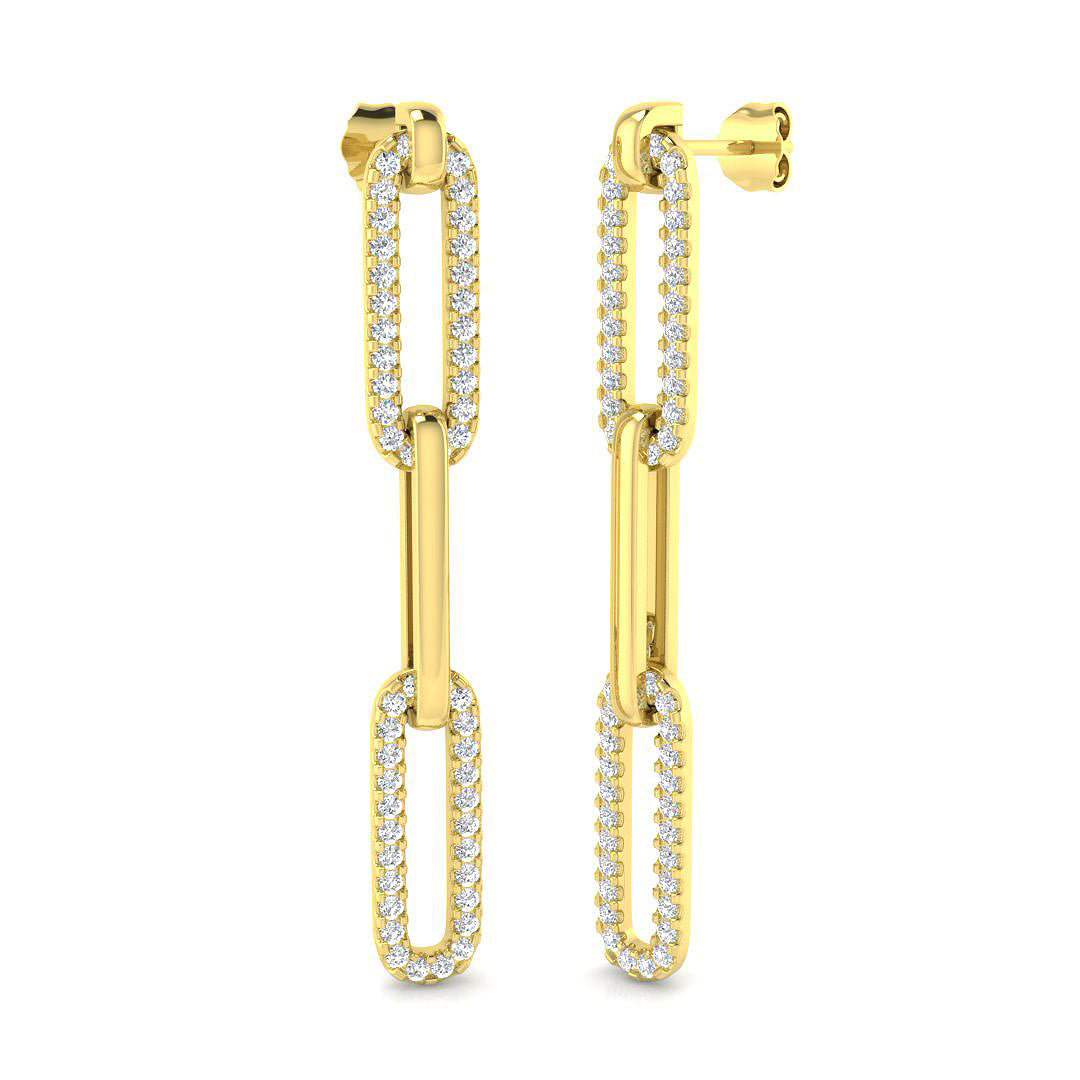 Birch Gold Drop & Trilogy Diamond Earrings - 1ct Luxury Style