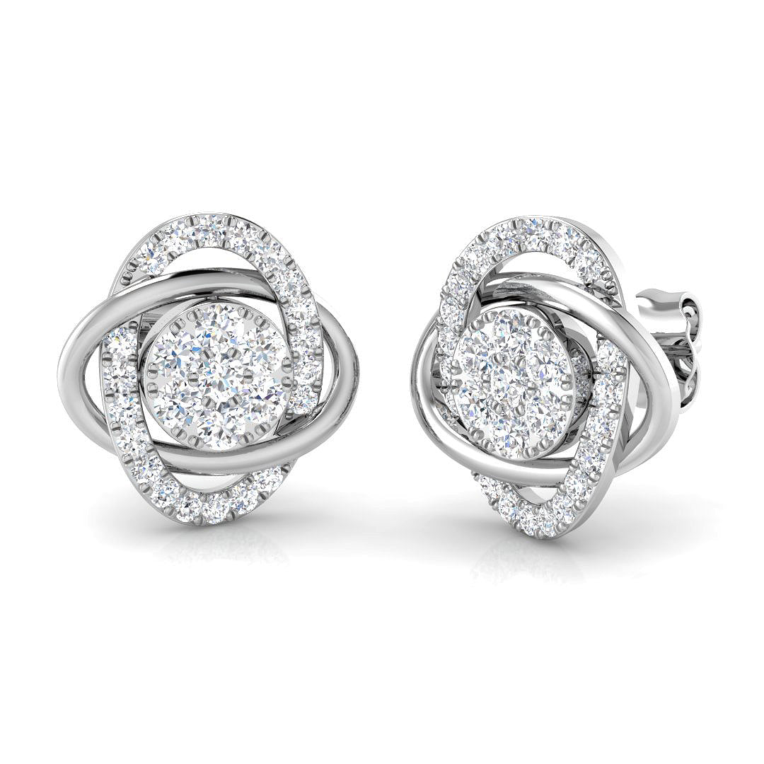 Exquisite 0.50Ct Diamond Love Knot Stud Earrings in White Gold