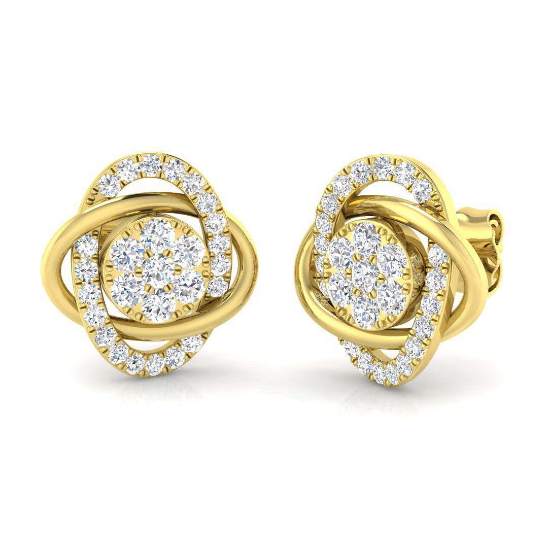 Exquisite 0.50Ct Diamond Love Knot Stud Earrings in White Gold