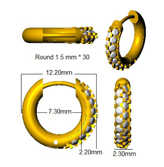 0.40 Carat D-E/VS Lab Grown Diamond Hoops Earring 9k Yellow Gold Ready To Ship