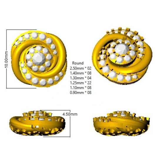 0.5 Carat D-E/VS Lab Grown Diamond Fancy Earring 9k Yellow Gold Ready To Ship