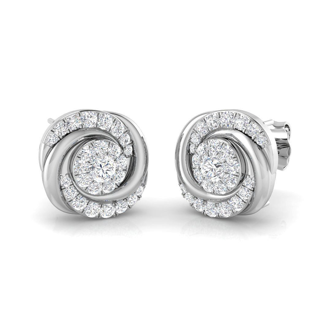 Elegant 0.50Ct Diamond Swirl Spiral Cluster Stud Earrings