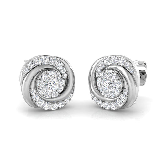Elegant 0.50Ct Diamond Swirl Spiral Cluster Stud Earrings