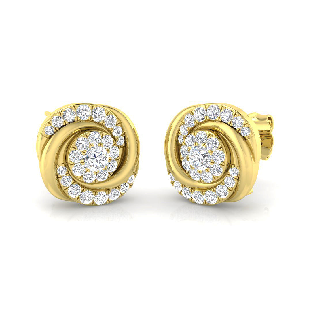 Elegant 0.50Ct Diamond Swirl Spiral Cluster Stud Earrings