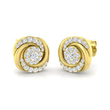 Elegant 0.50Ct Diamond Swirl Spiral Cluster Stud Earrings