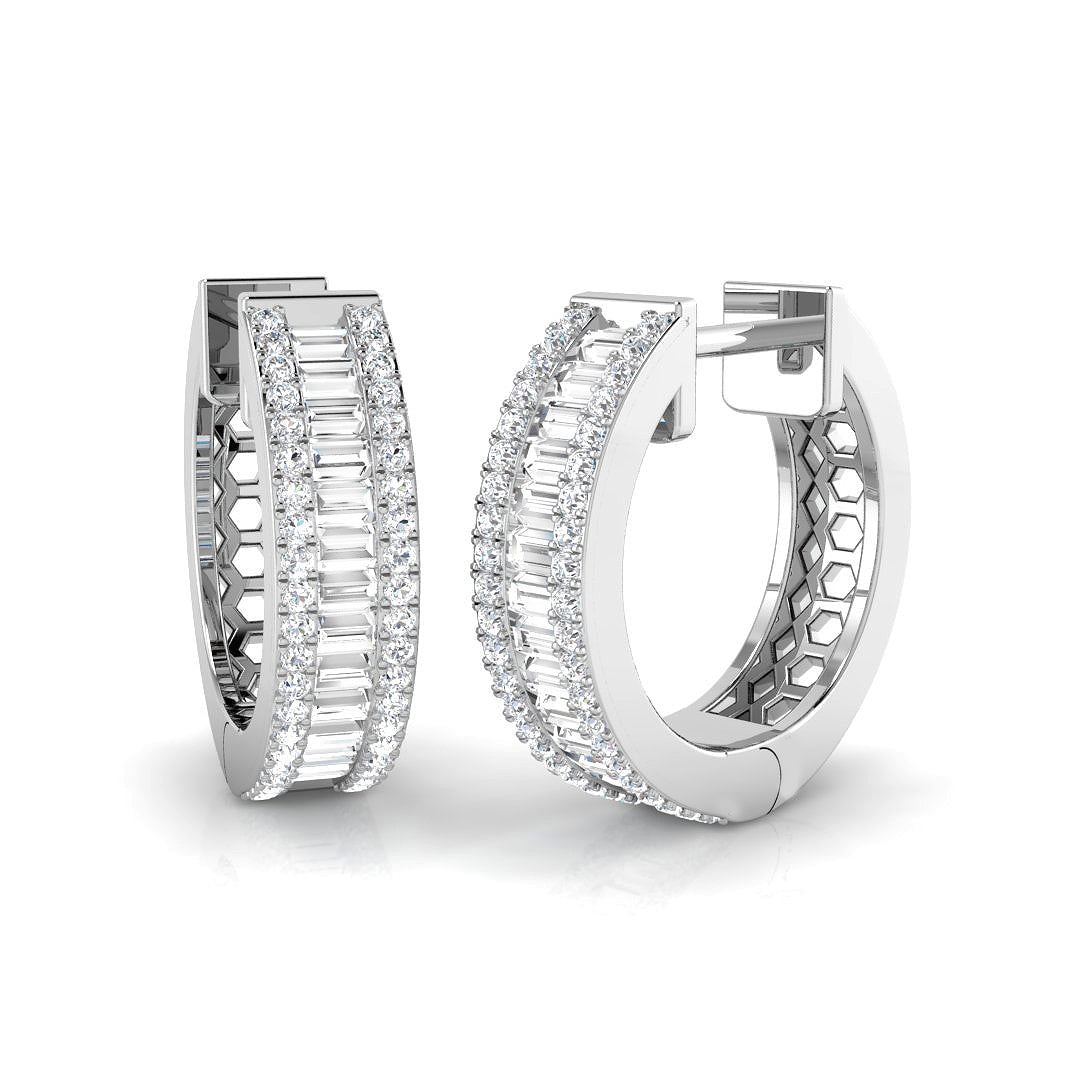 Hoop Earrings with Honeycomb Diamond Setting | 0.5ct-1ct