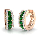 Hoop Earrings - Giggy Luxury 1.25ct Emerald Diamond Gold
