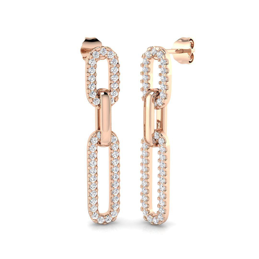 Bexly 1ct Gold Drop & Trilogy Diamond Earrings - Luxury Fine Jewelry