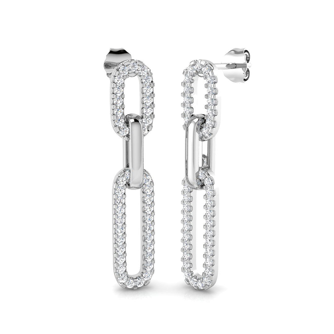 Bexly 1ct Gold Drop & Trilogy Diamond Earrings - Luxury Fine Jewelry