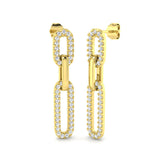 Bexly 1ct Gold Drop & Trilogy Diamond Earrings - Luxury Fine Jewelry