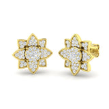 Stunning 1.0Ct Diamond Lotus Floral Stud Earrings in Rose Gold