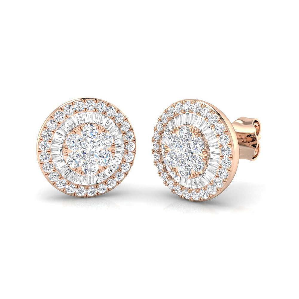 1ct to 1.75ct Gold Baguette and Brilliant Diamond Earrings