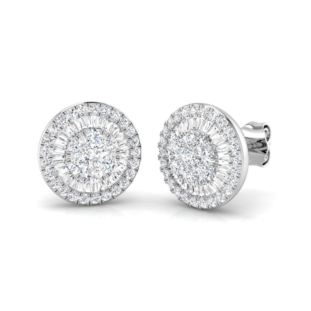 1ct to 1.75ct Gold Baguette and Brilliant Diamond Earrings