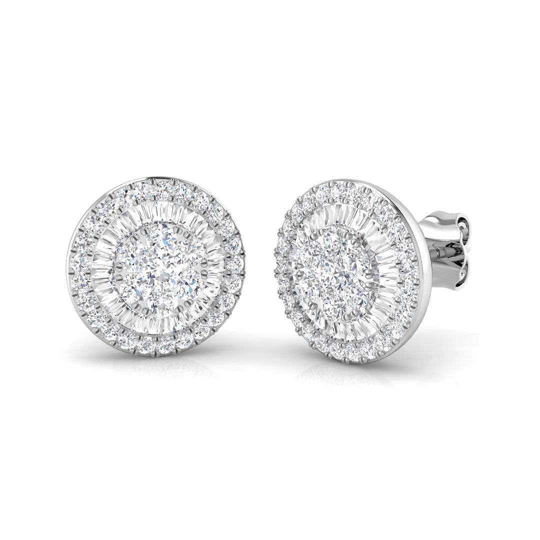 1ct to 1.75ct Gold Baguette and Brilliant Diamond Earrings