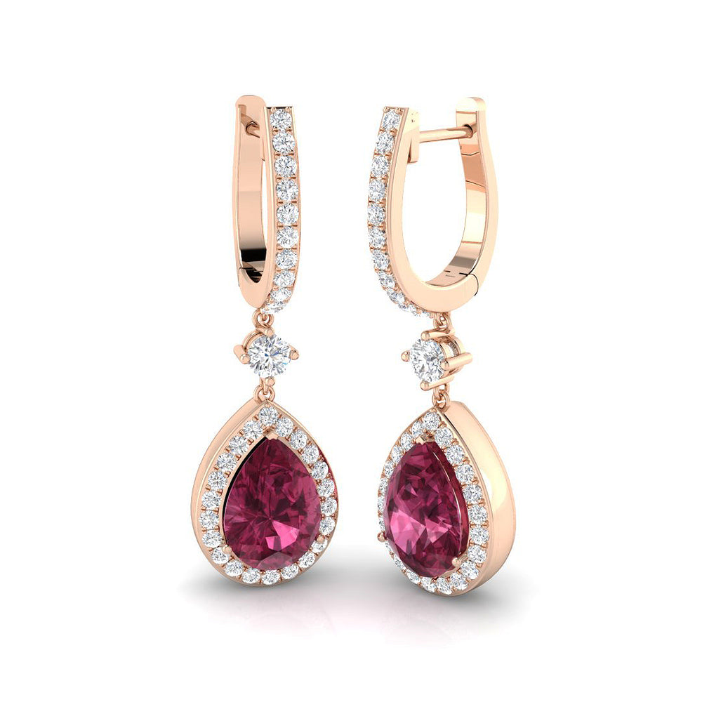 Hoop Earrings - Trophy 4.5ct Pink Pear Diamond Gold