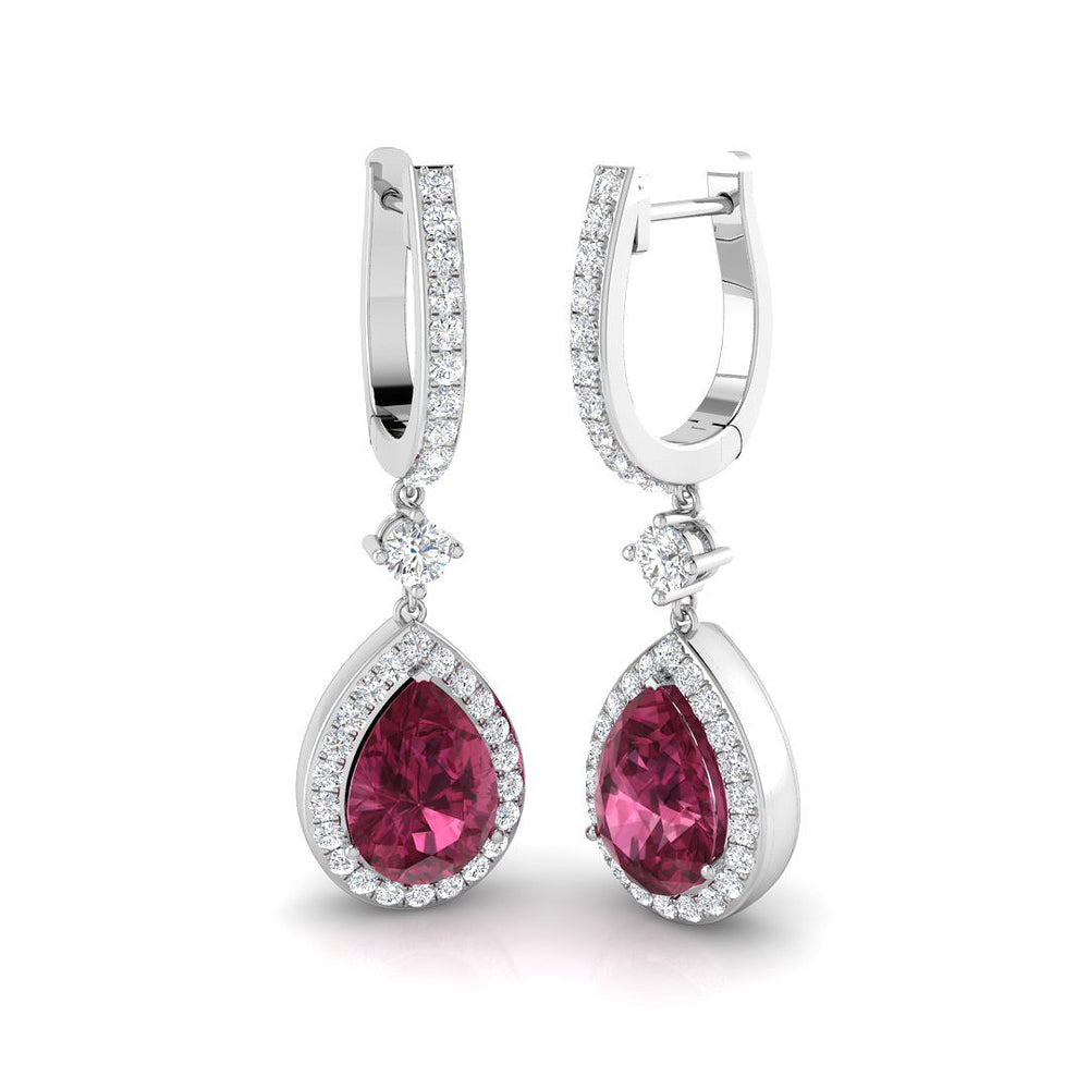 Hoop Earrings - Trophy 4.5ct Pink Pear Diamond Gold