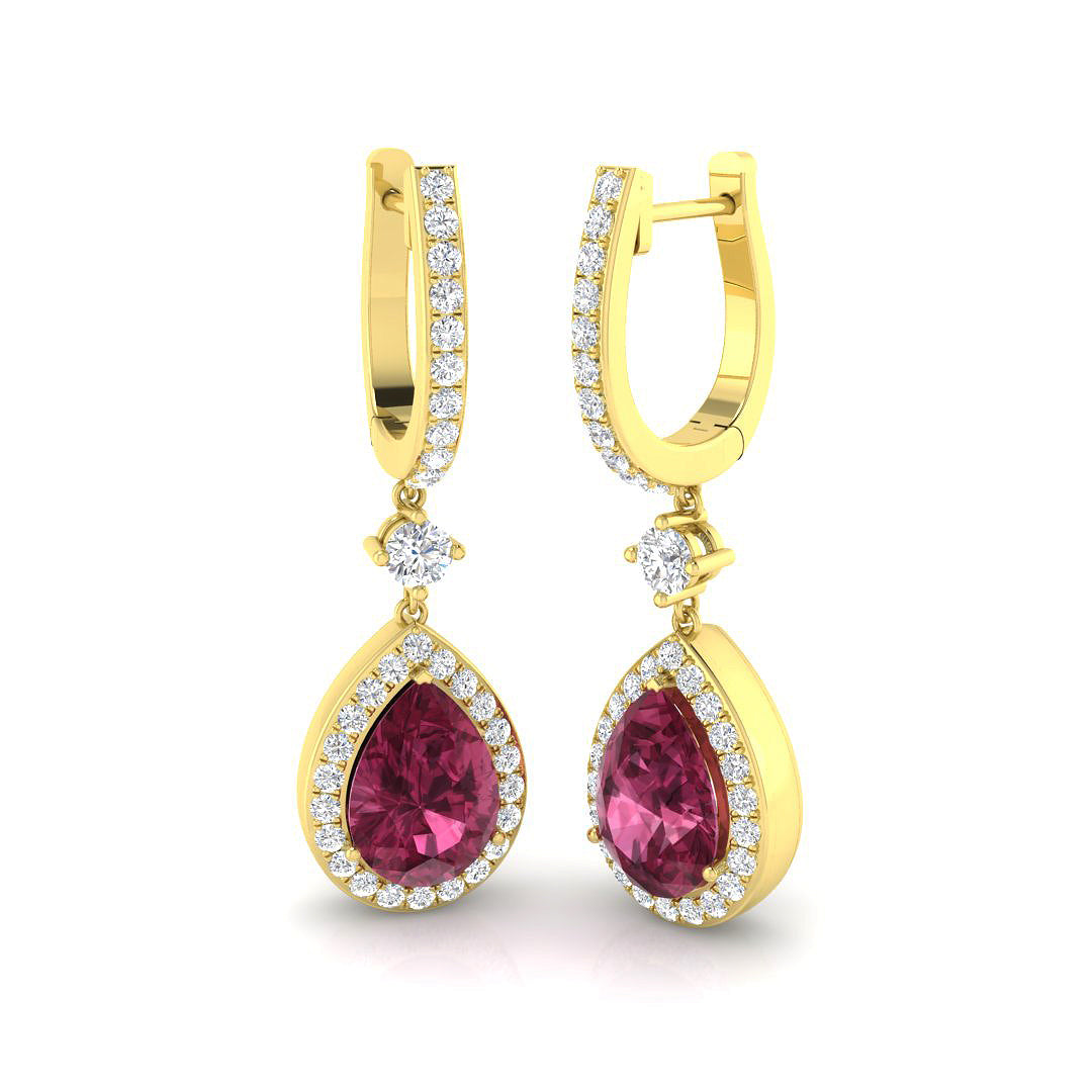 Hoop Earrings - Trophy 4.5ct Pink Pear Diamond Gold
