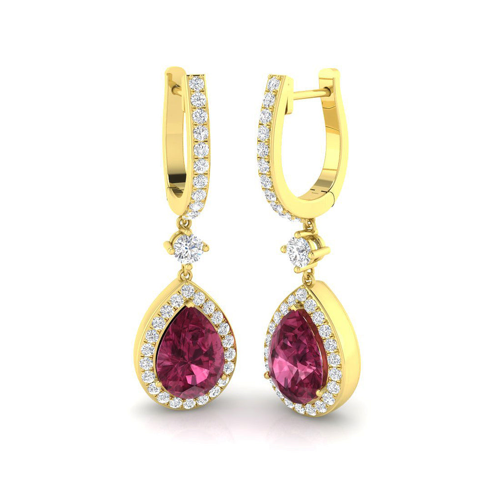 Hoop Earrings - Trophy 4.5ct Pink Pear Diamond Gold