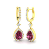 Hoop Earrings - Trophy 4.5ct Pink Pear Diamond Gold