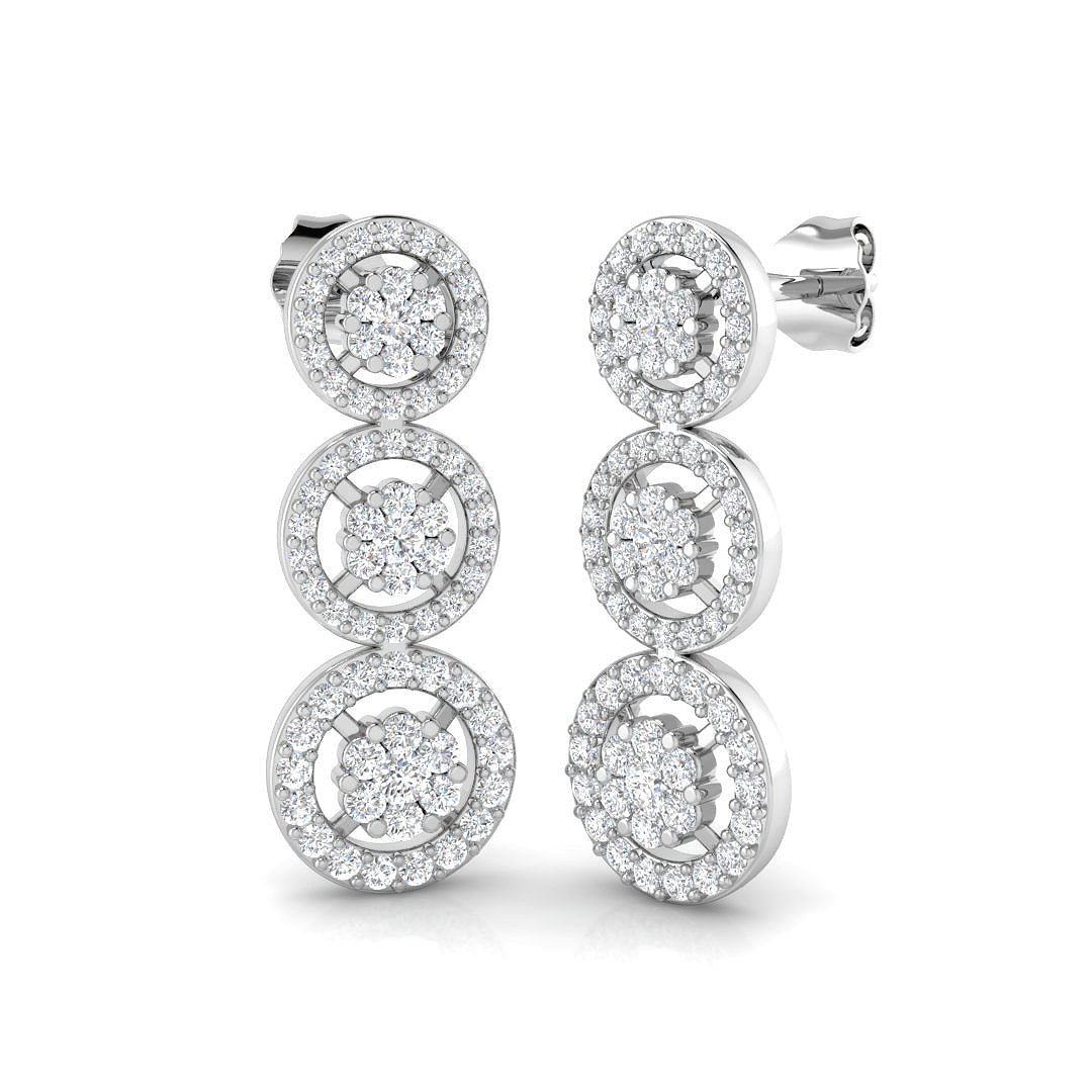 Trooy 1ct Gold Drop & Trilogy Diamond Earrings - Elegant Jewelry Design