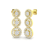 Trooy 1ct Gold Drop & Trilogy Diamond Earrings - Elegant Jewelry Design